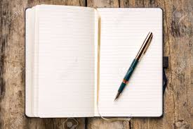 Opened Empty Notebook With Retro Fountain Pen On Wooden Table Stock Photo,  Picture And Royalty Free Image. Image 35404457.