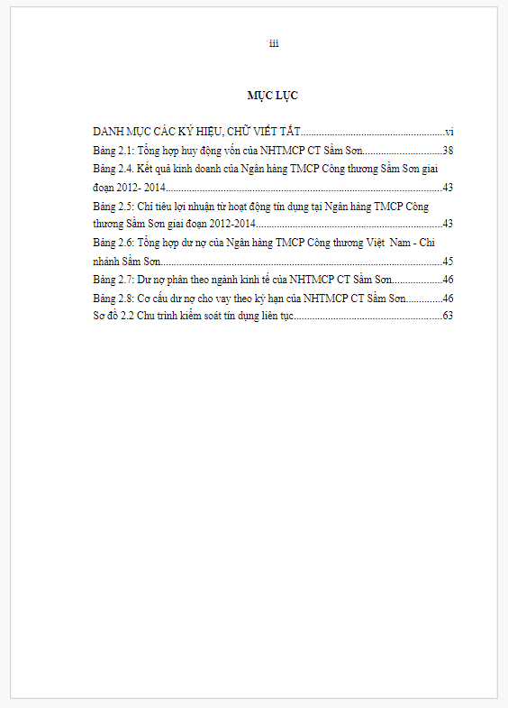 Luận văn nghiên cứu khoa học đề tài quản trị rủi ro tín dụng tại ngân hàng TMCP công thương việt nam chi nhánh Sầm Sơn