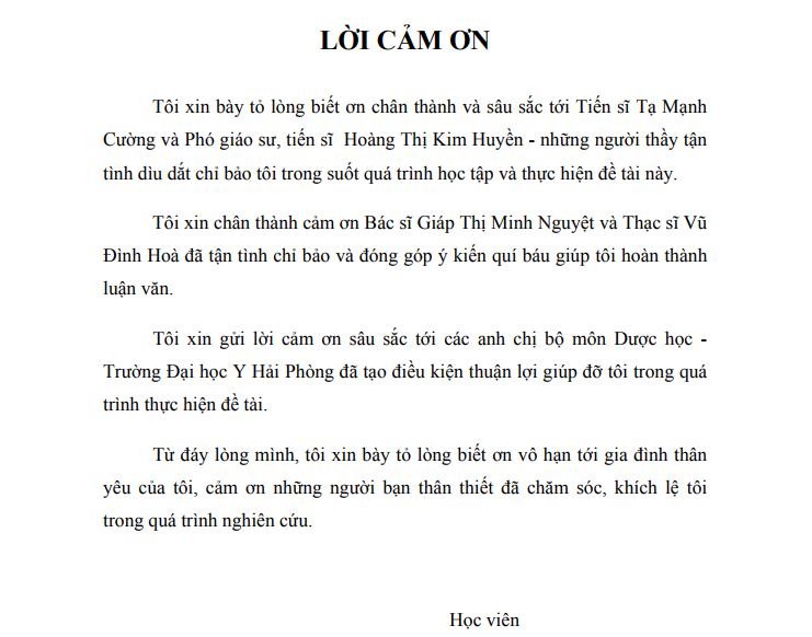 cách viết lời cảm ơn trong luận văn tốt nghiệp